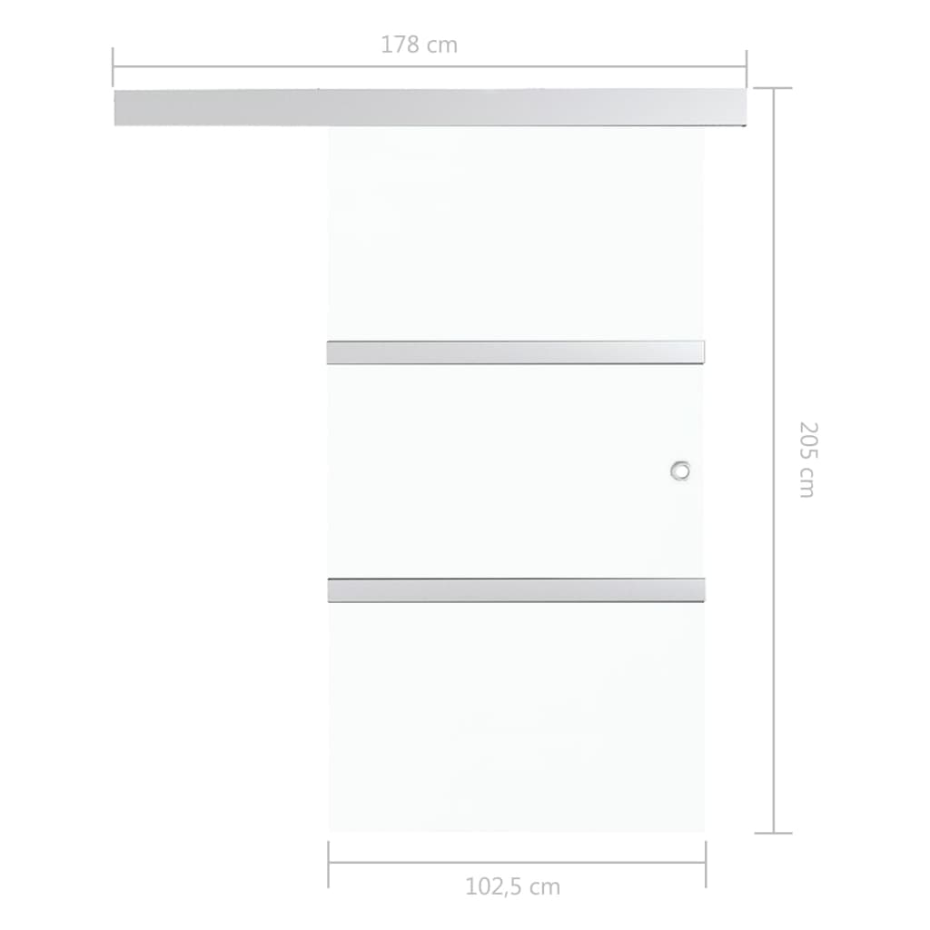 Porte coulissante à butées Verre ESG 102,5x205 cm Argenté
