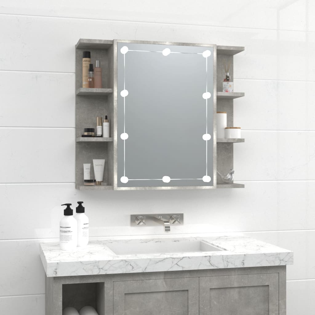 Armoire à miroir avec LED Gris béton 70x16,5x60 cm