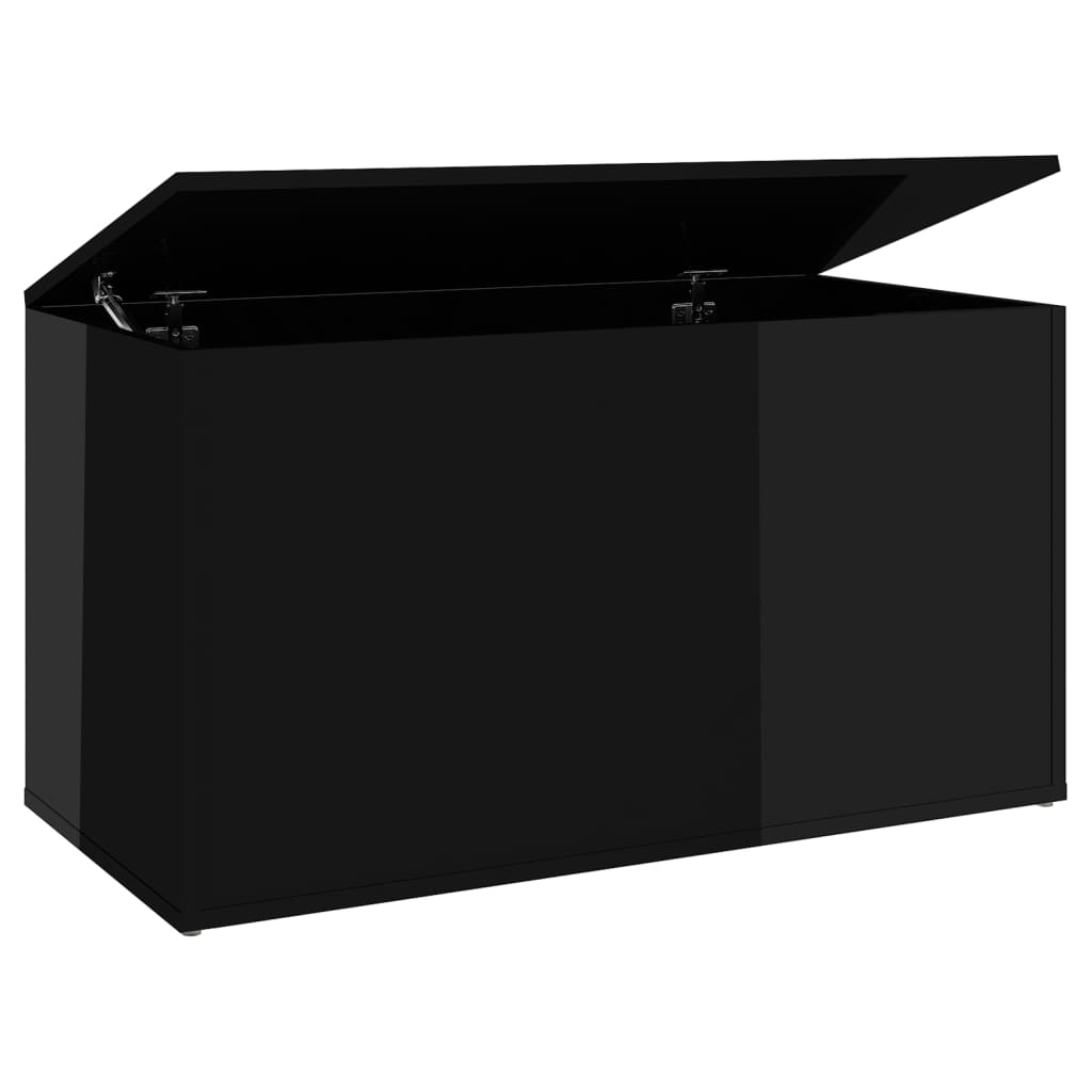 Storage Chest High Gloss Black 84x42x46 cm Chipboard