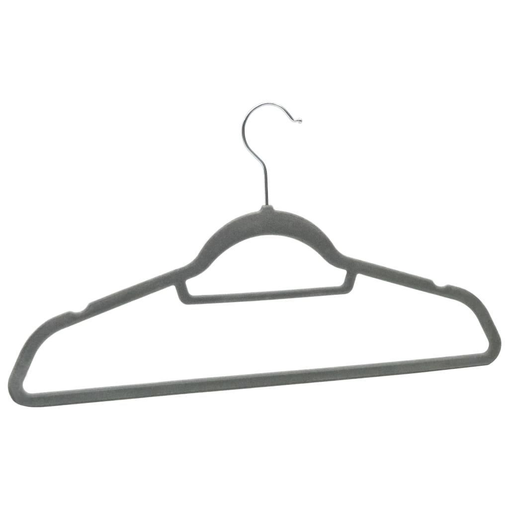 100 pcs Clothes Hanger Set Anti-slip Grey Velvet