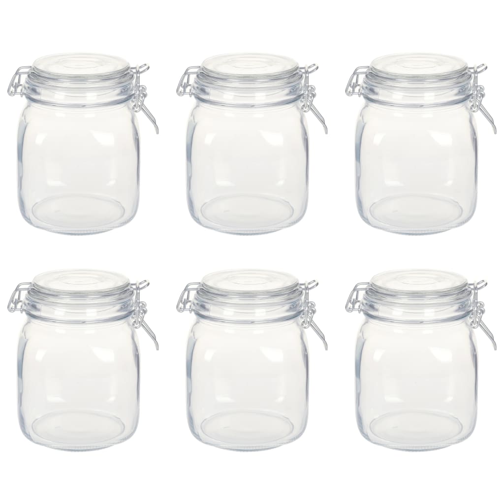 Glass Jars with Lock 6 pcs 1 L