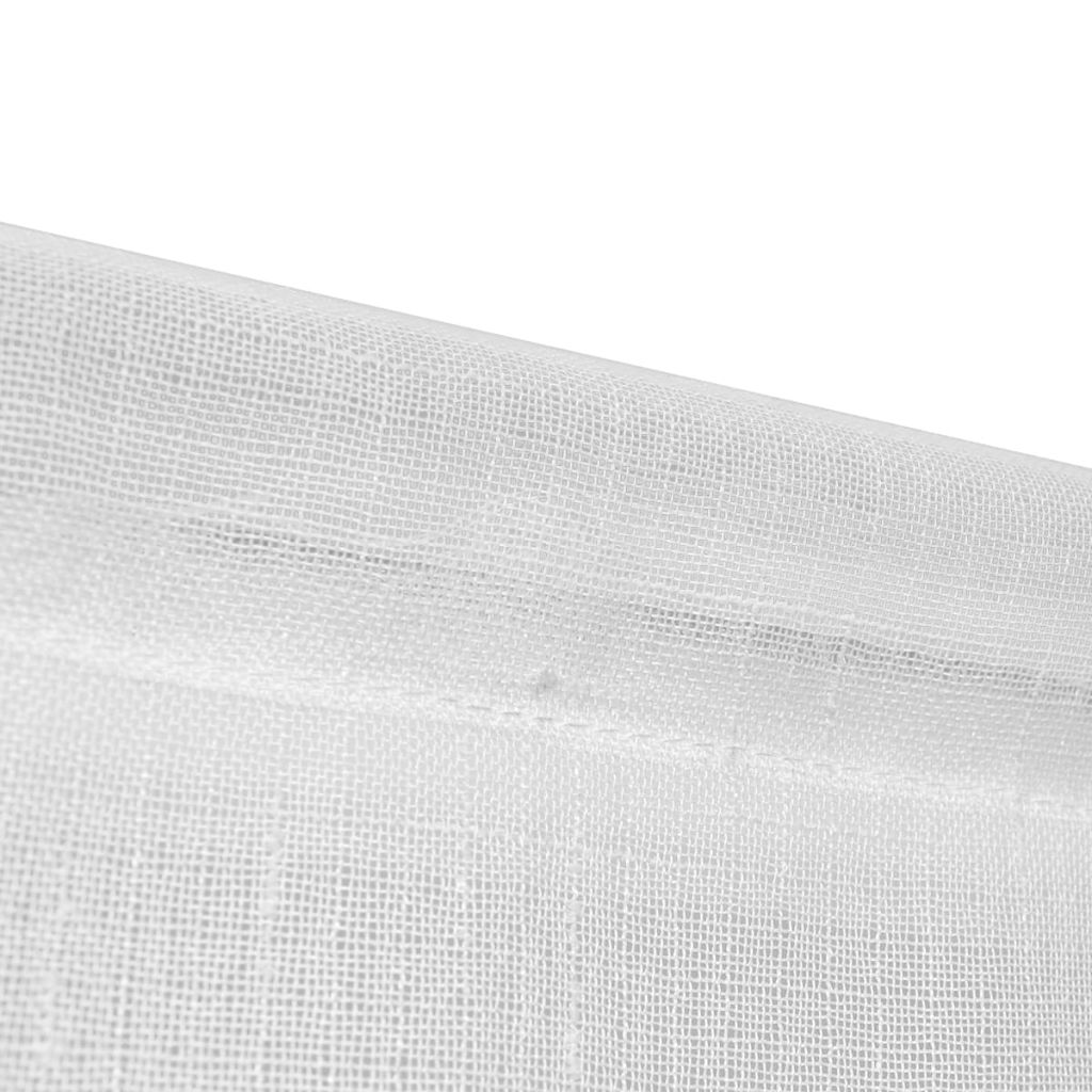 2 Linen-look Sheer Kitchen Curtains 60 x 160 cm White