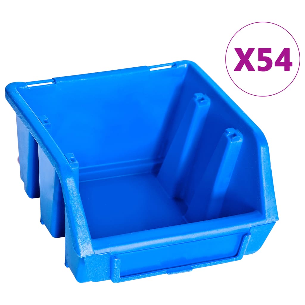 96 Piece Storage Bin Kit with Wall Panels Blue