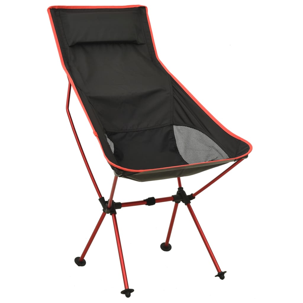 Chaise de camping pliable PVC et aluminium Noir