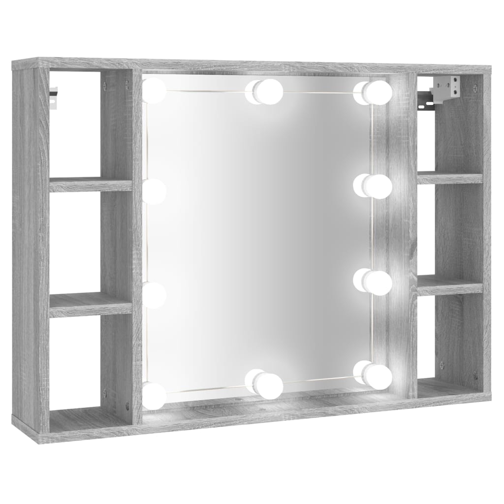 Armoire à miroir avec LED Sonoma gris 76x15x55 cm