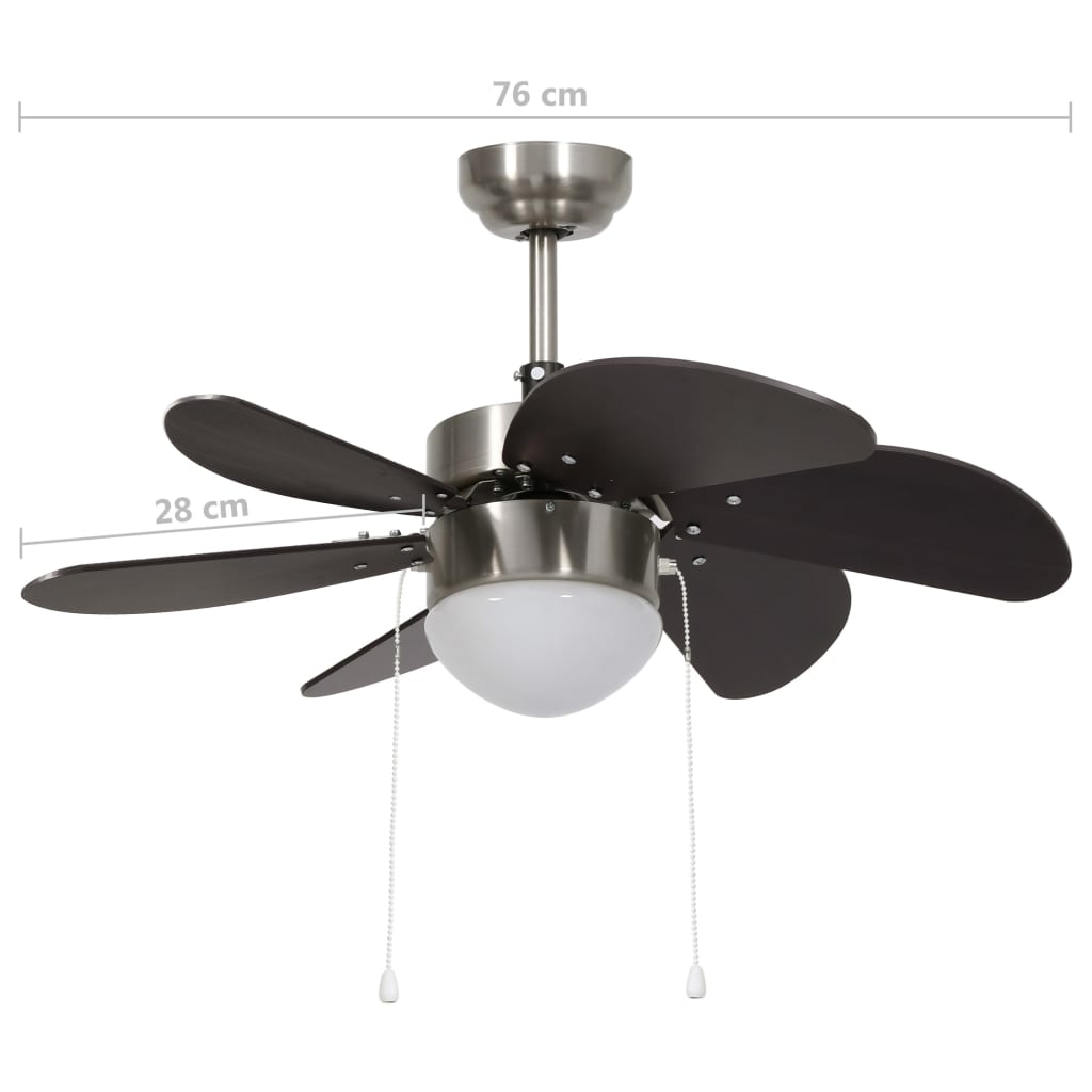 Ceiling Fan with Light 76 cm Dark Brown