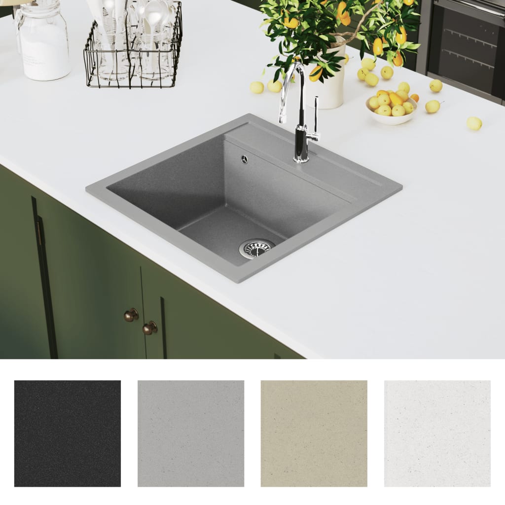 Granit-Küchenspüle Einzelbecken Grau 