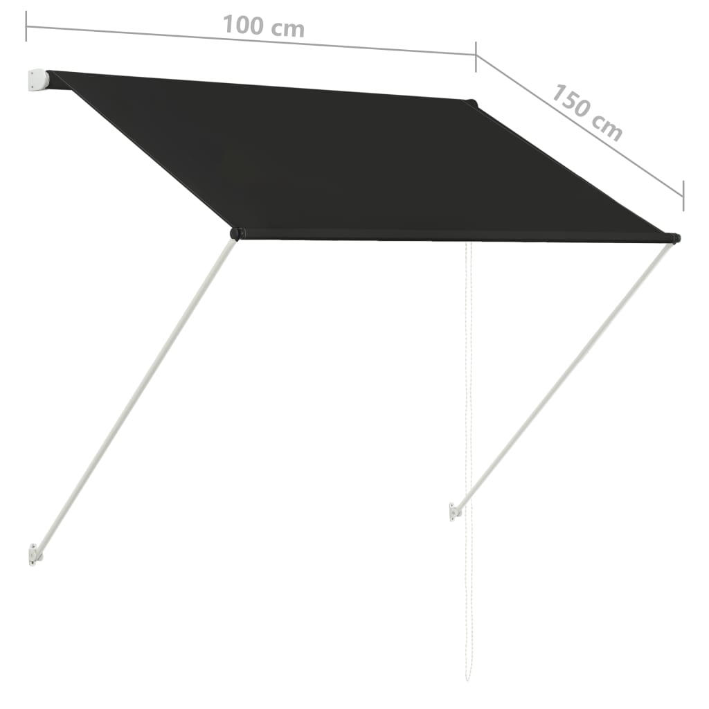 Einziehbare Markise 100×150 cm Anthrazit 