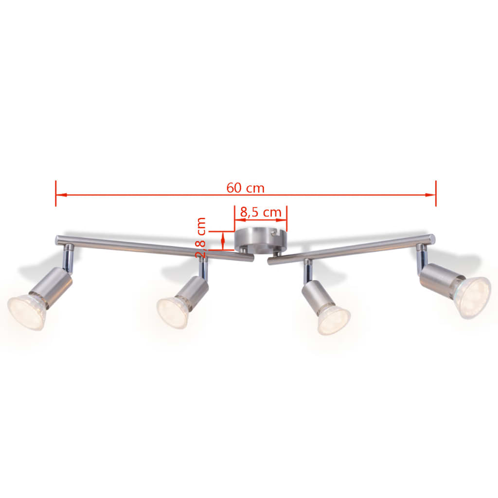 Ceiling Lamp with 4 LED Spotlights Satin Nickel