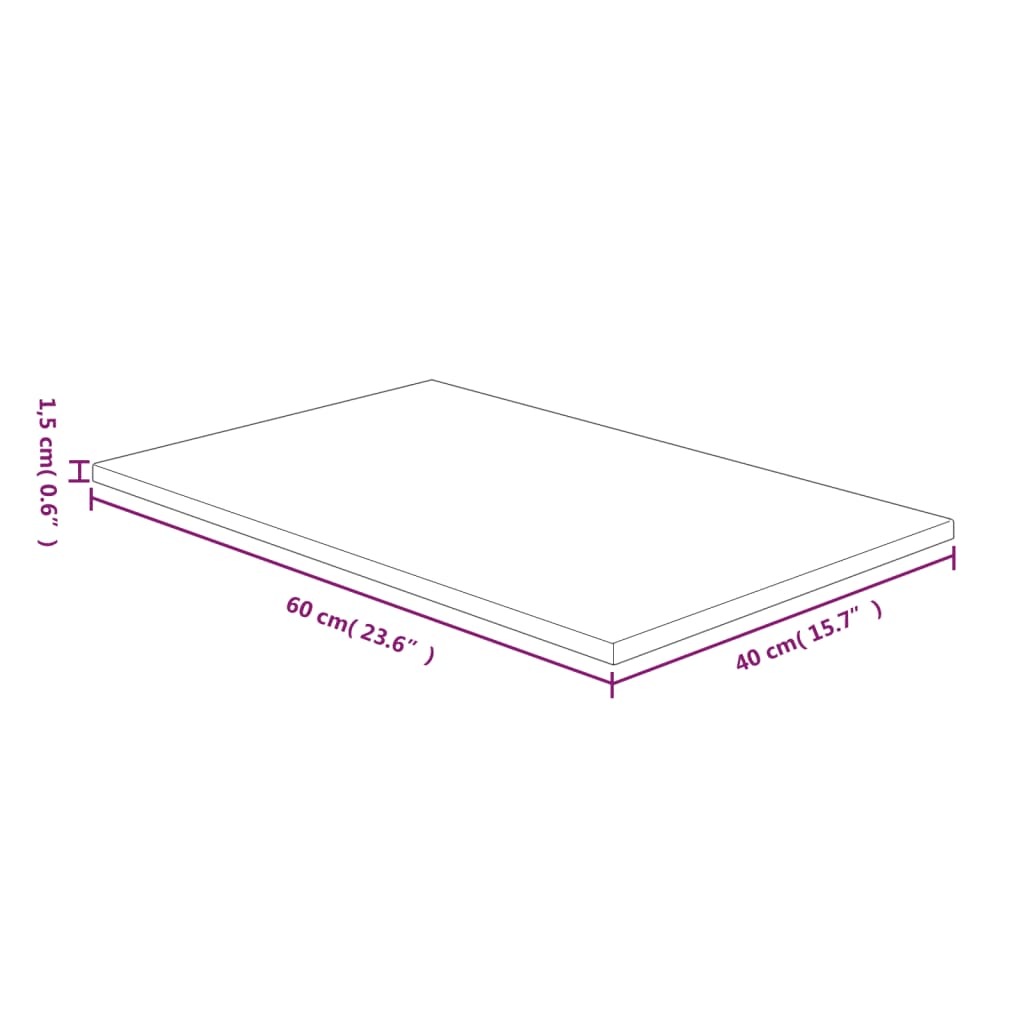 Waschtischplatte Dunkelbraun 60x40x1,5 cm Massivholz Behandelt