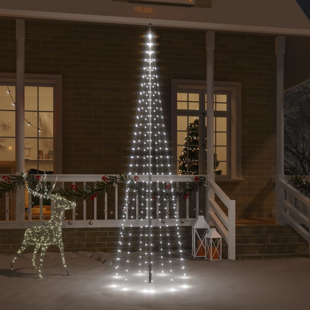 LED-Weihnachtsbaum für Fahnenmast Kaltweiss 310 LEDs 300 cm