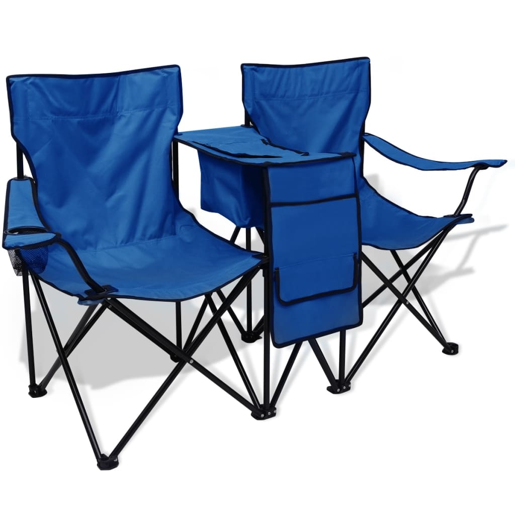 Chaise double de camping 155 x 47 x 84 cm Bleu