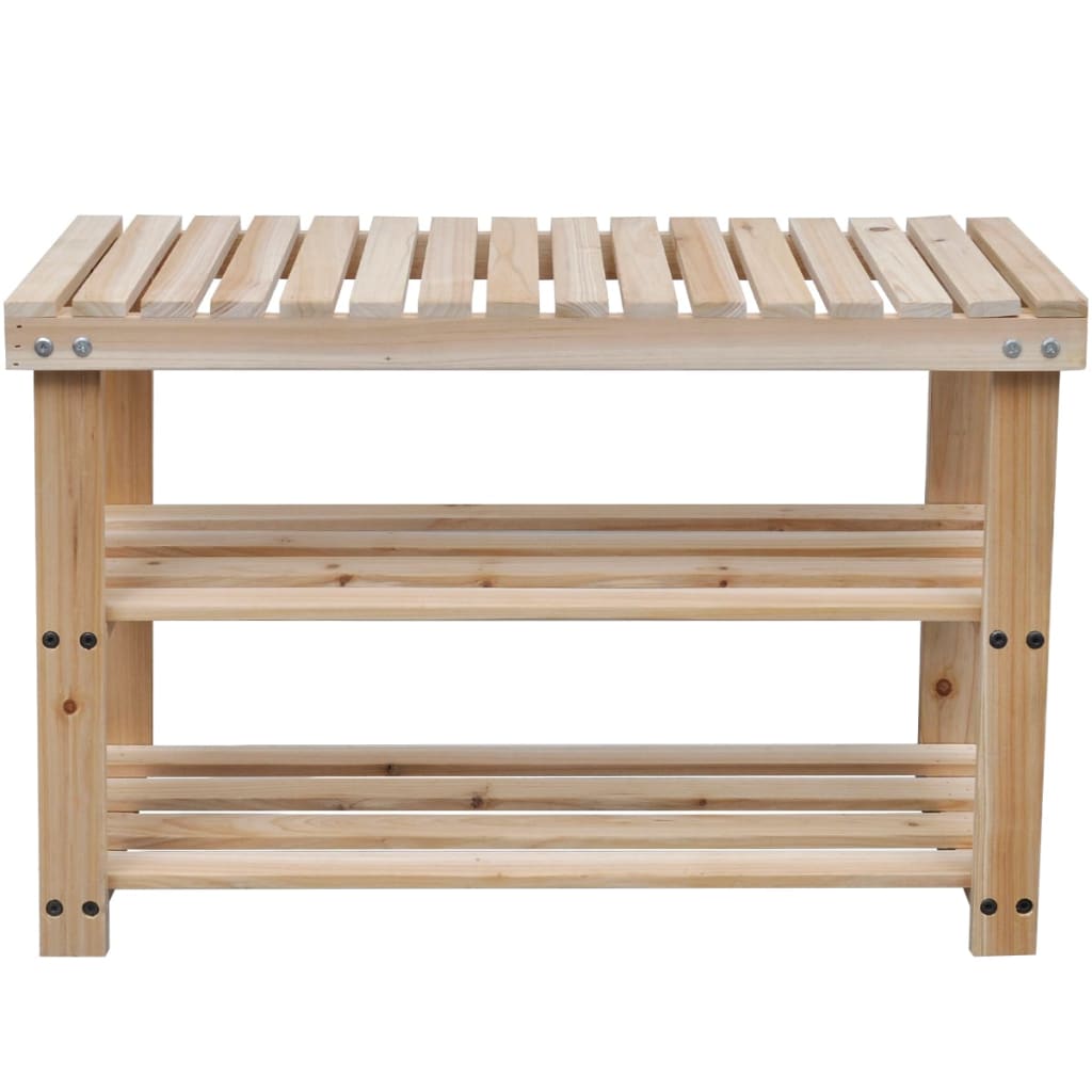 2-in-1 Shoe Rack with Bench Top 2 pcs Solid Wood