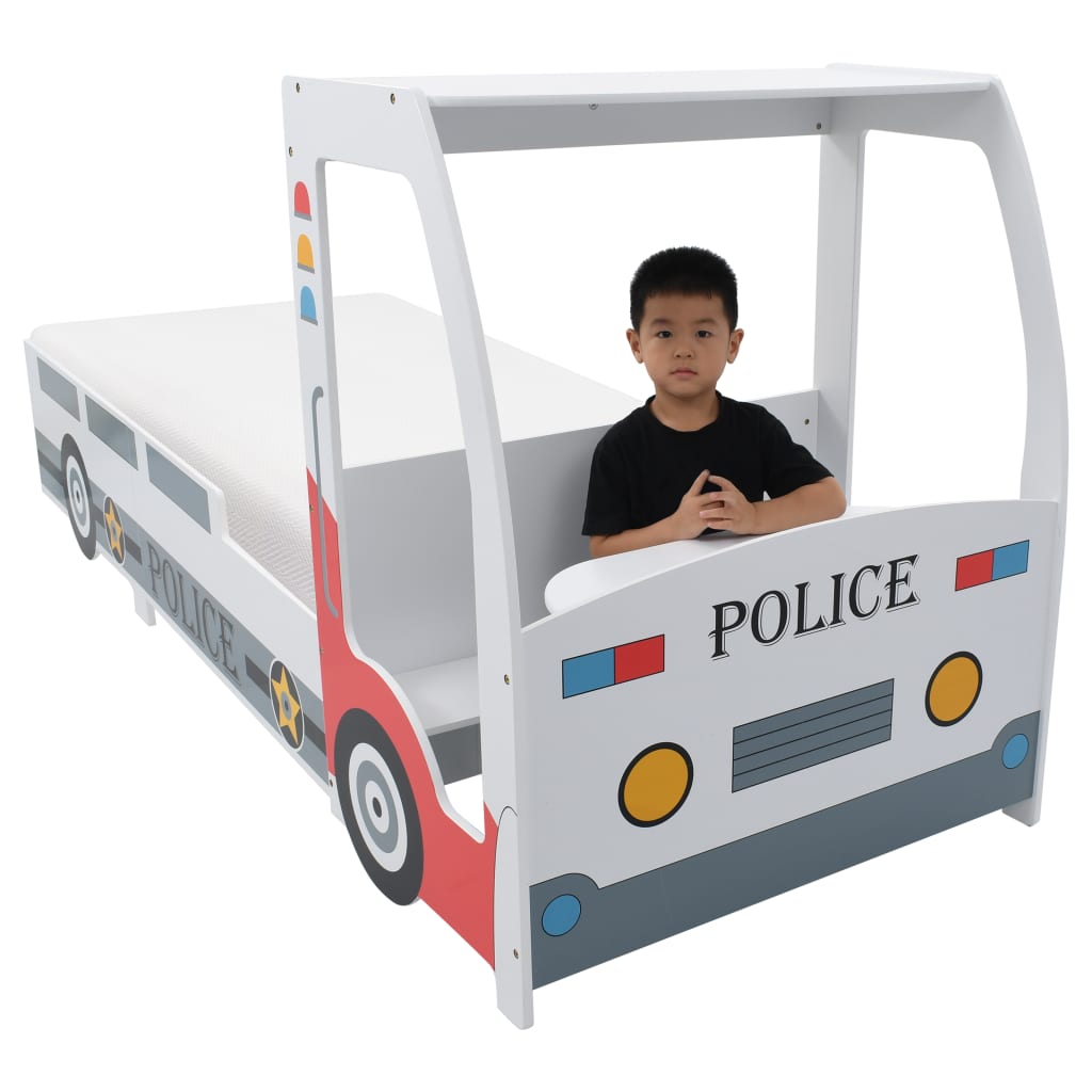 Polizeiauto-Kinderbett mit Matratze 90x200 cm 7 Zone H3 