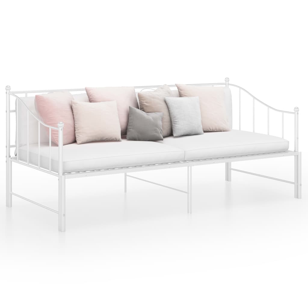 Cadre de canapé-lit extensible Blanc Métal 90x200 cm