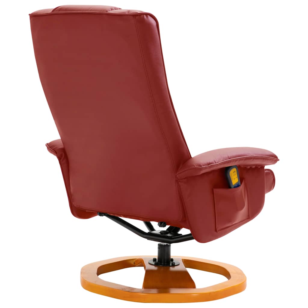 Massage Chair with Foot Stool Wine Red Faux Leather