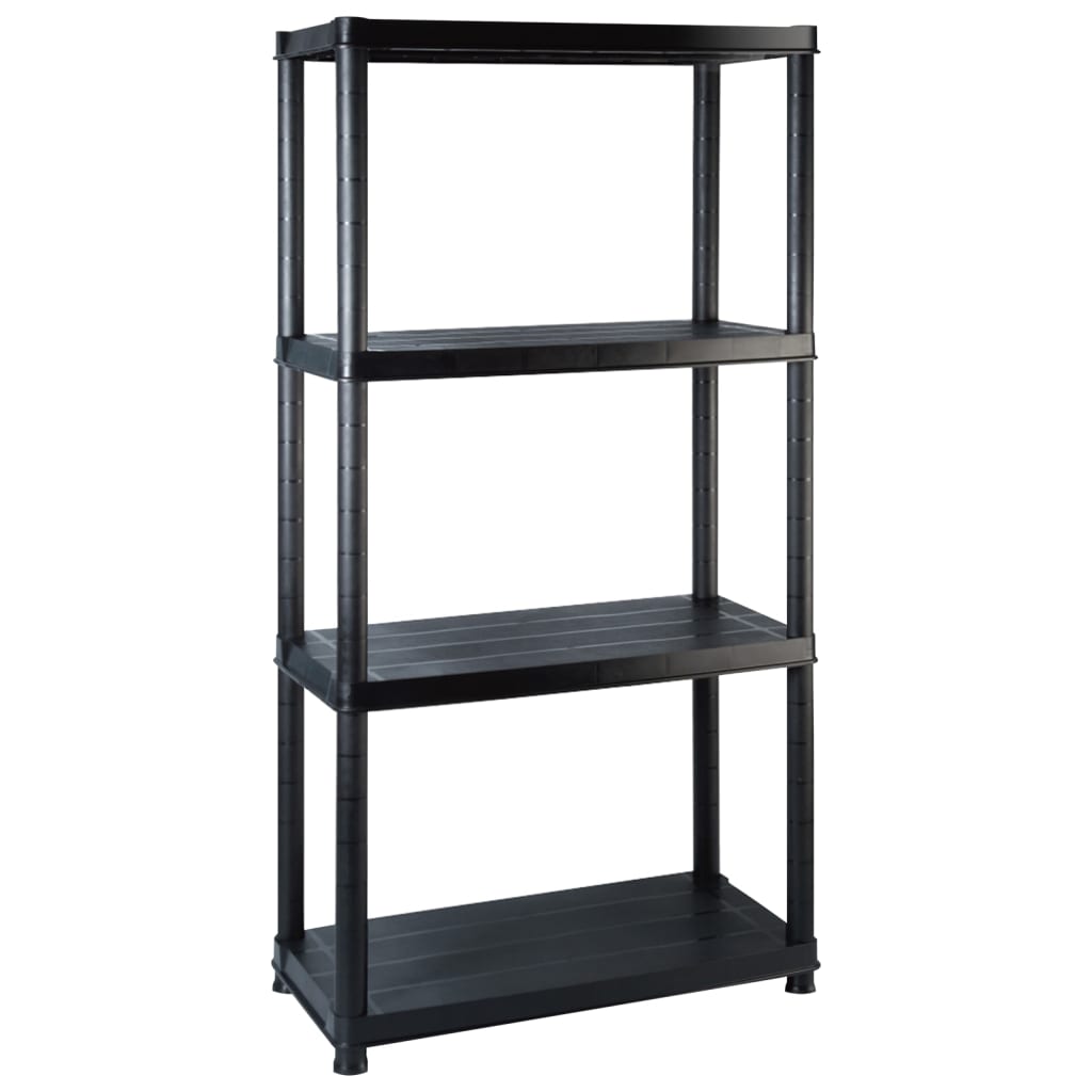 Storage Shelf 4-Tier Black 122x30.5x130 cm Plastic