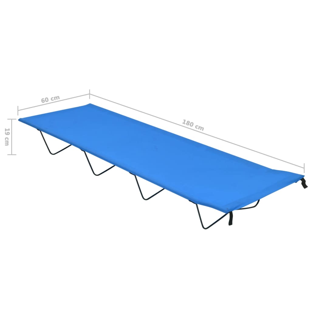 Camping Beds 2 pcs 180x60x19 cm Oxford Fabric and Steel Blue