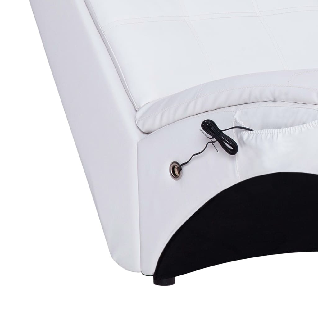 Chaise longue de massage avec oreiller Blanc Similicuir