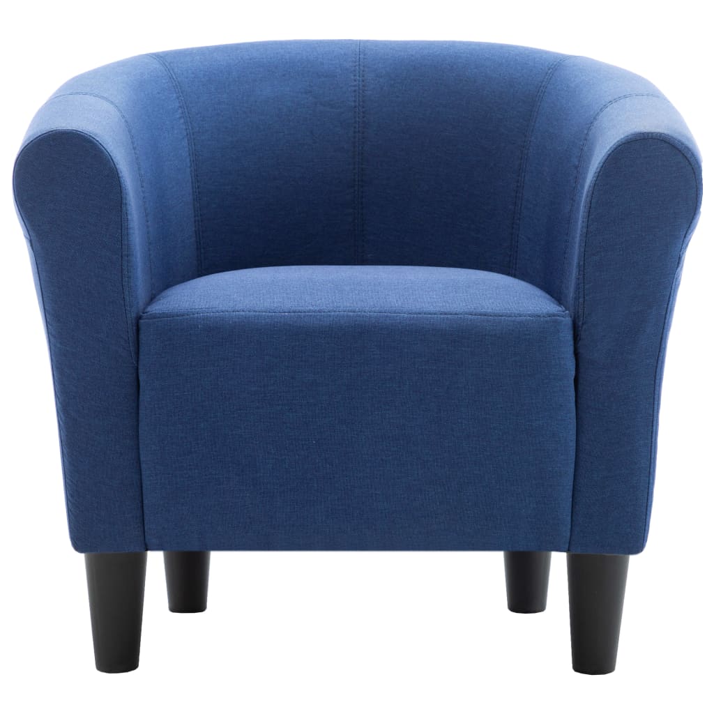 2-tlg. Sessel und Hocker Set Blau Stoff