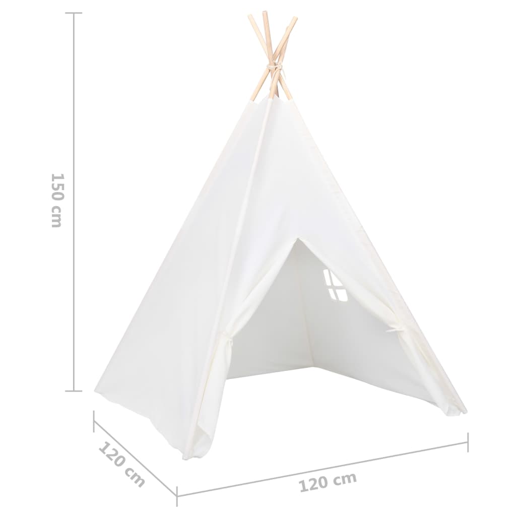 Kinder Tipi-Zelt mit Tasche Pfirsichhaut Weiss 120x120x150 cm