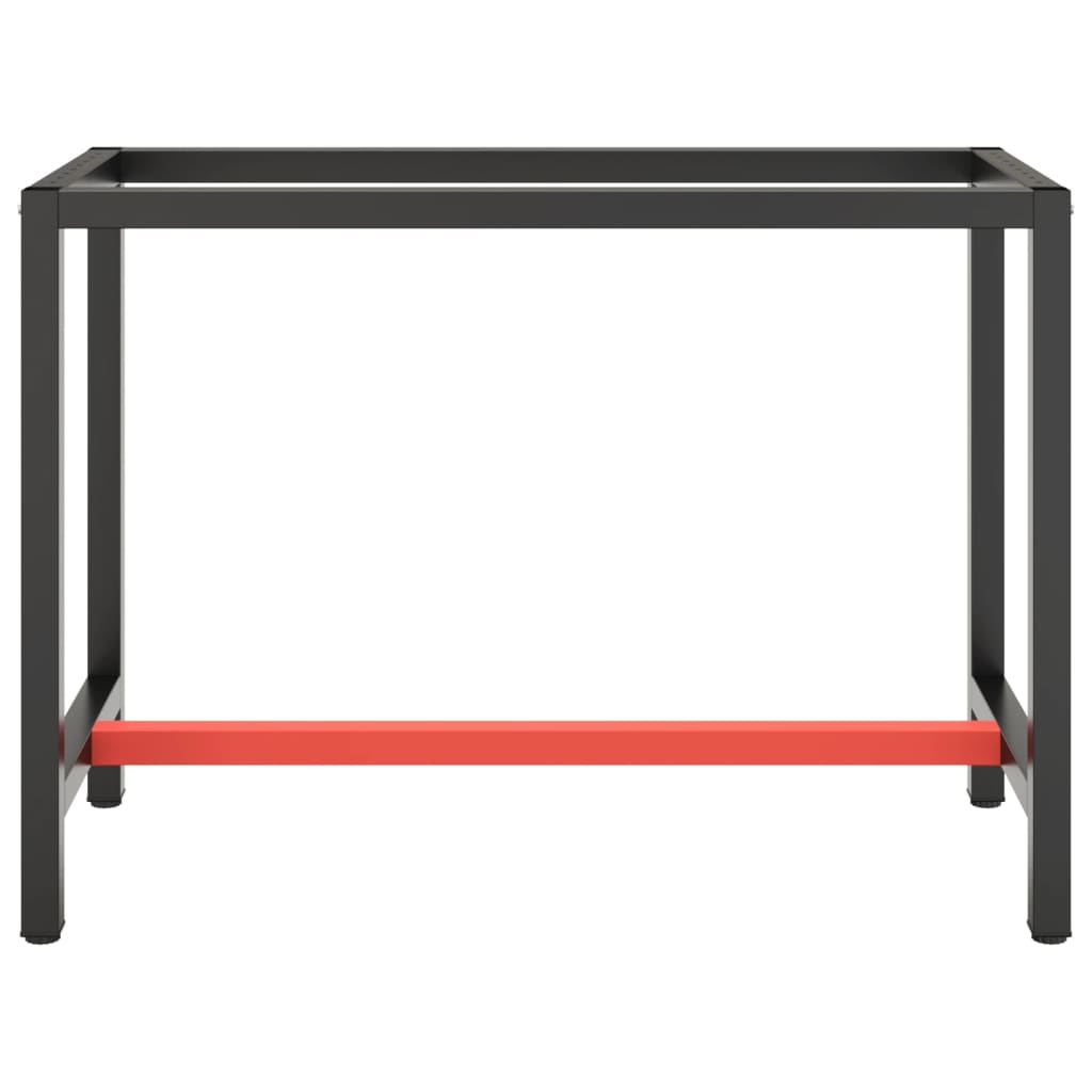 Cadre de banc de travail Noir et rouge mat 110x50x79 cm Métal