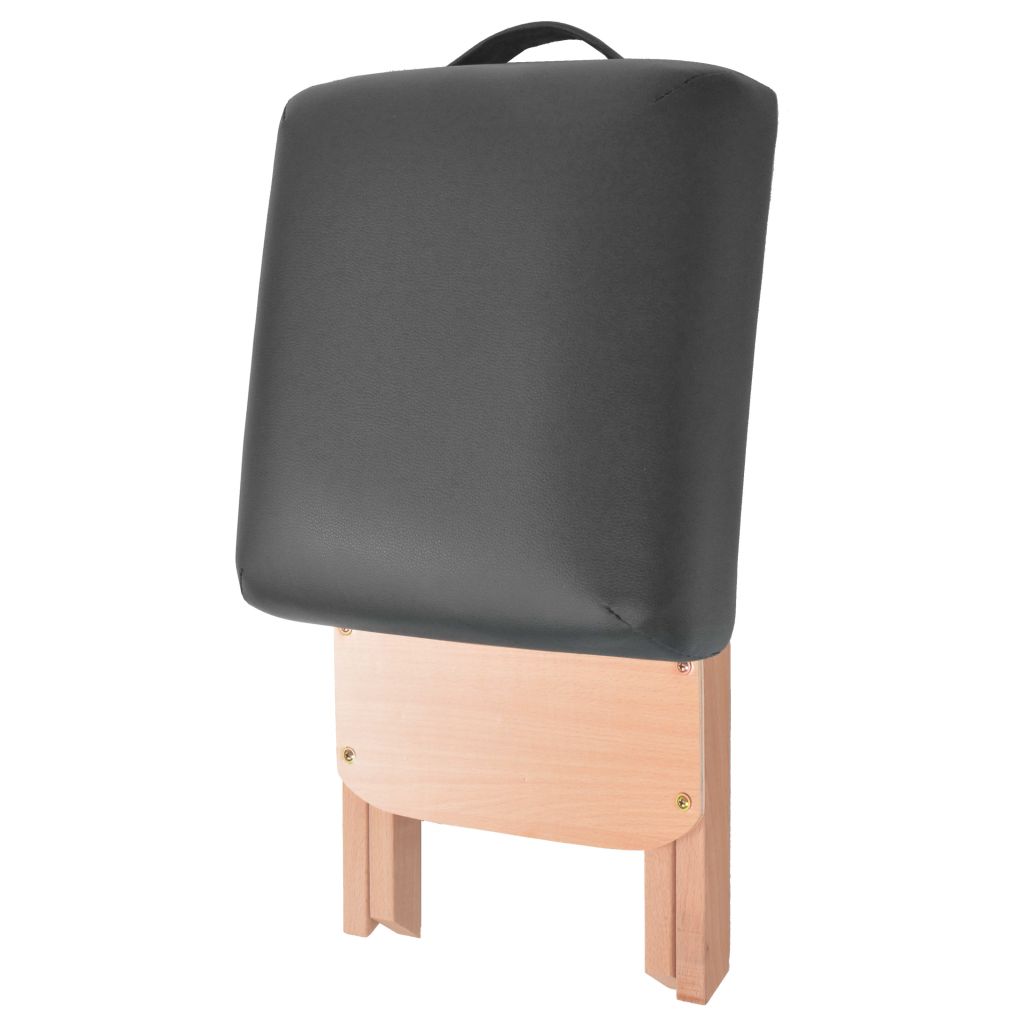Folding Massage Stool with 12 cm Thick Seat & 2 Bolsters Black
