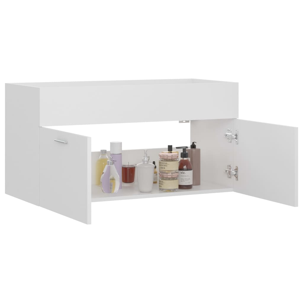 Armoire d'évier Blanc 90x38,5x46 cm Bois d’ingénierie