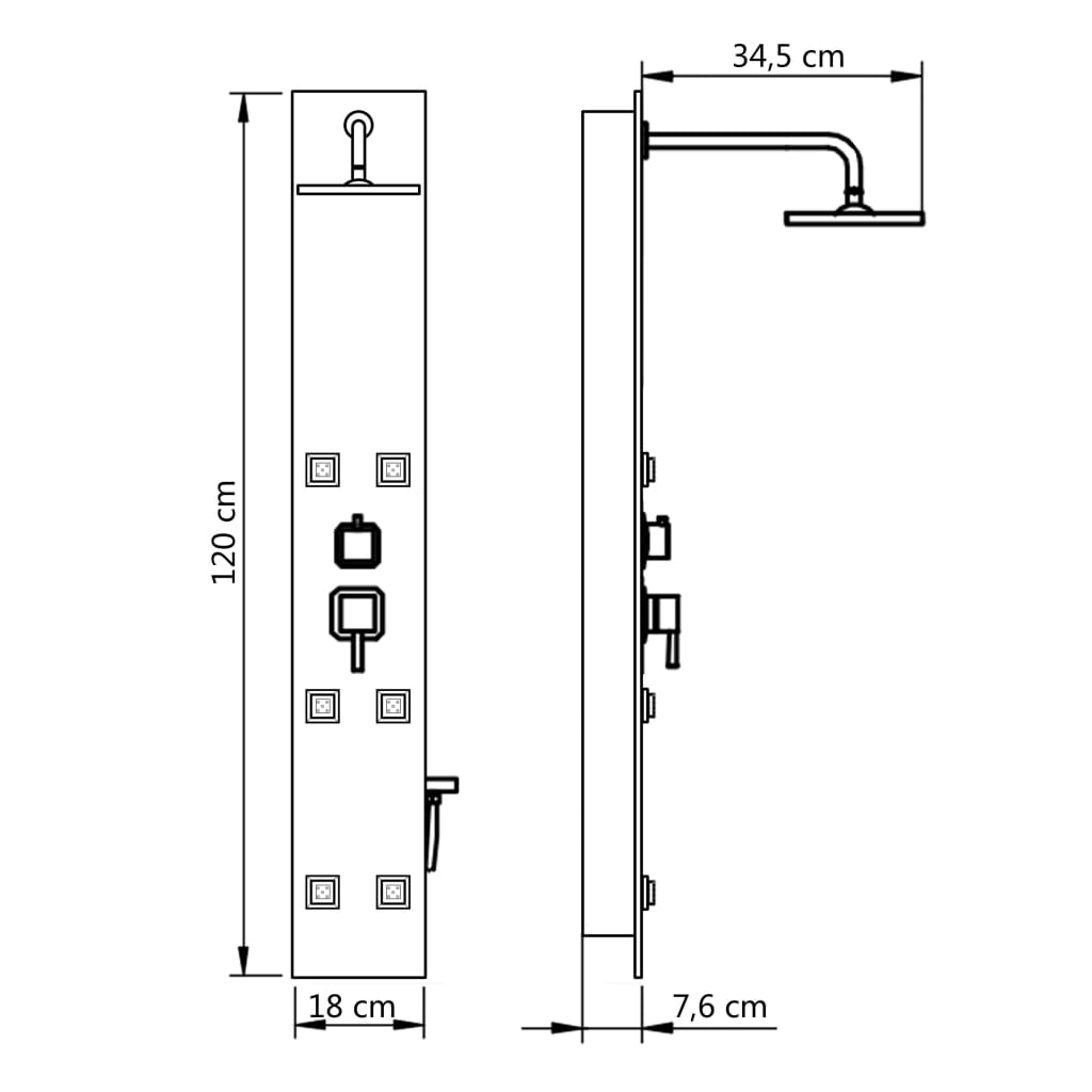 Shower Panel Unit Glass 18x42.1x120 cm Black
