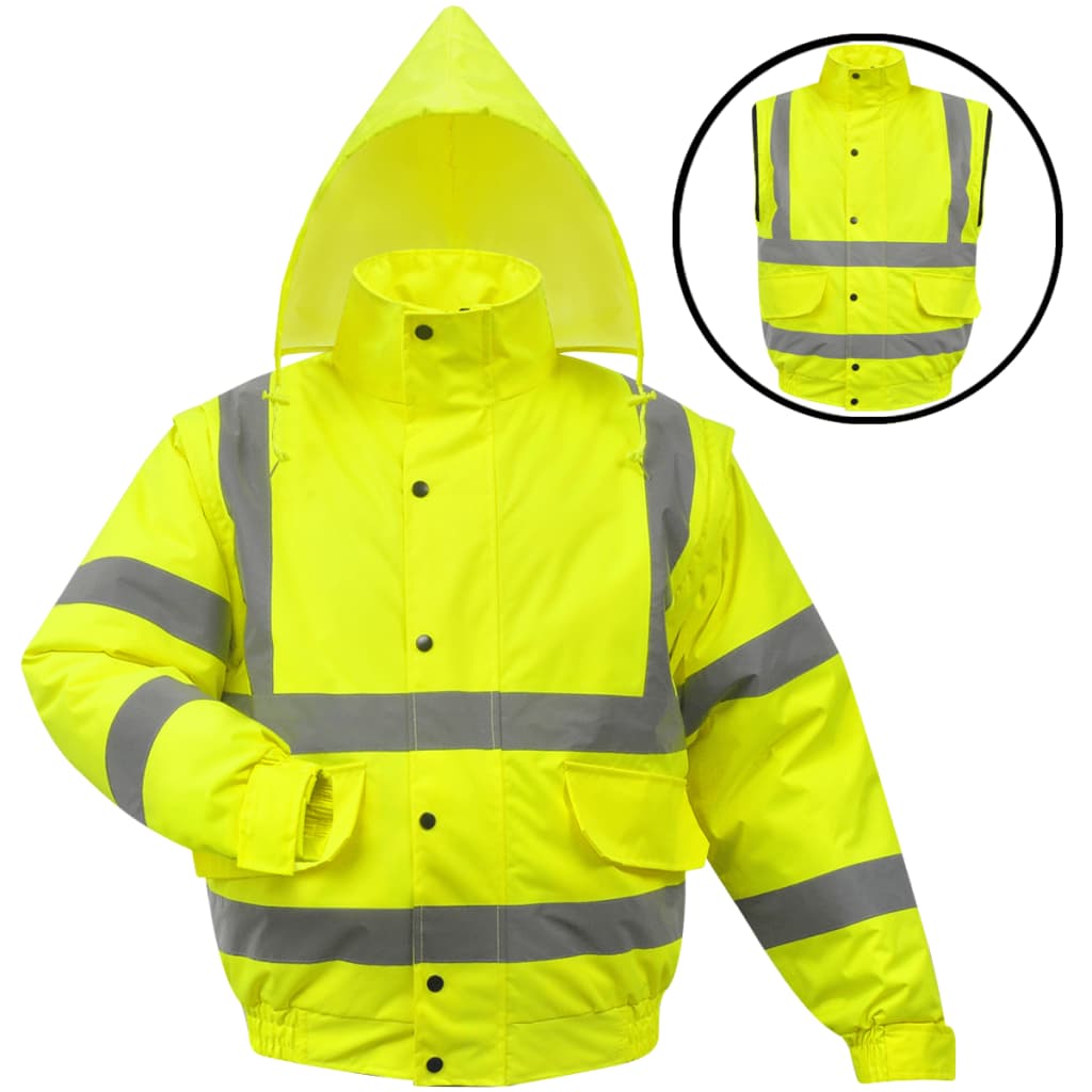 Men's High Visibility Jacket Yellow Size L Polyester