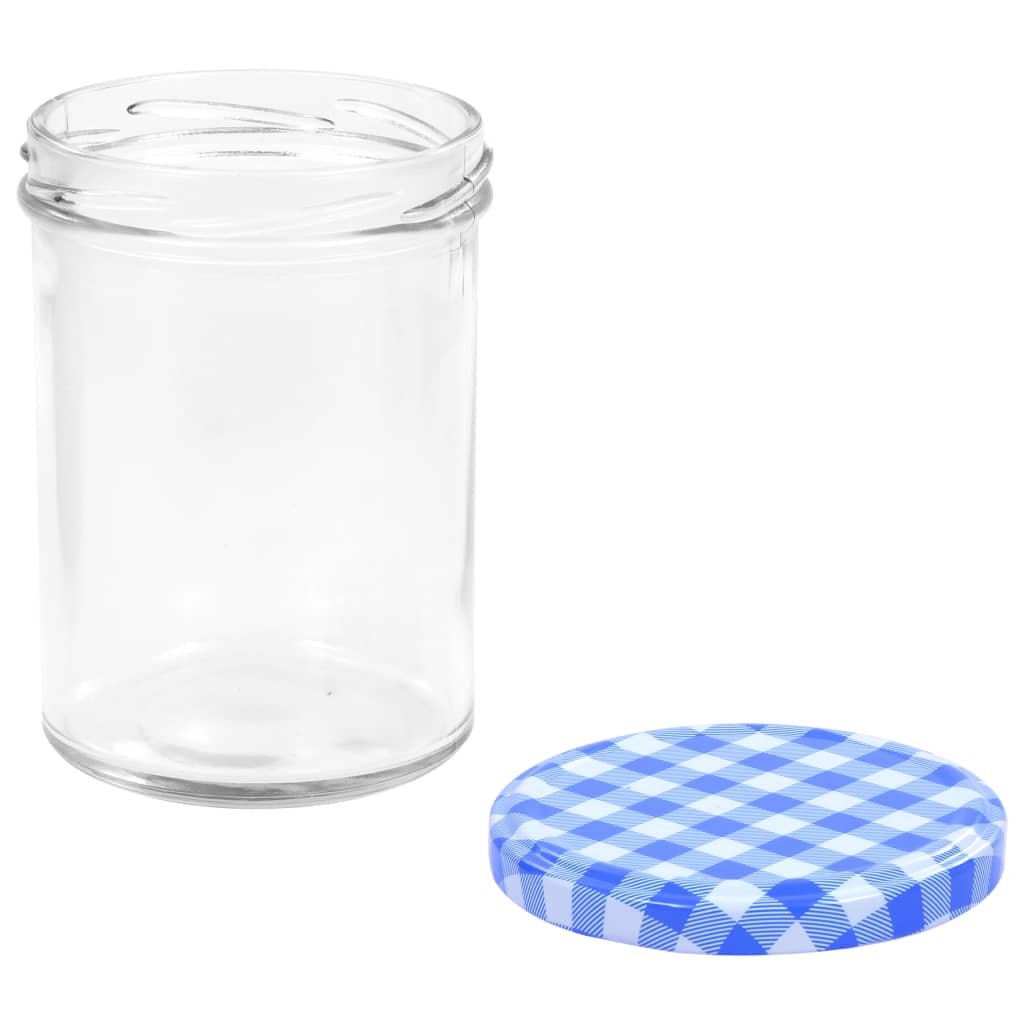 Glass Jam Jars with White and Blue Lid 96 pcs 400 ml