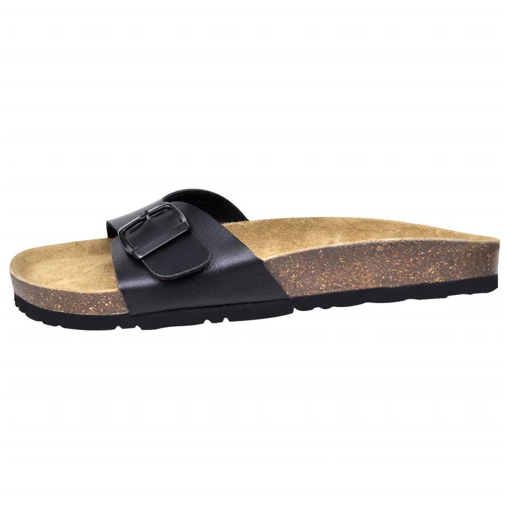 Damen Biokork-Sandale mit 1 Schnalle Schwarz Grösse 36