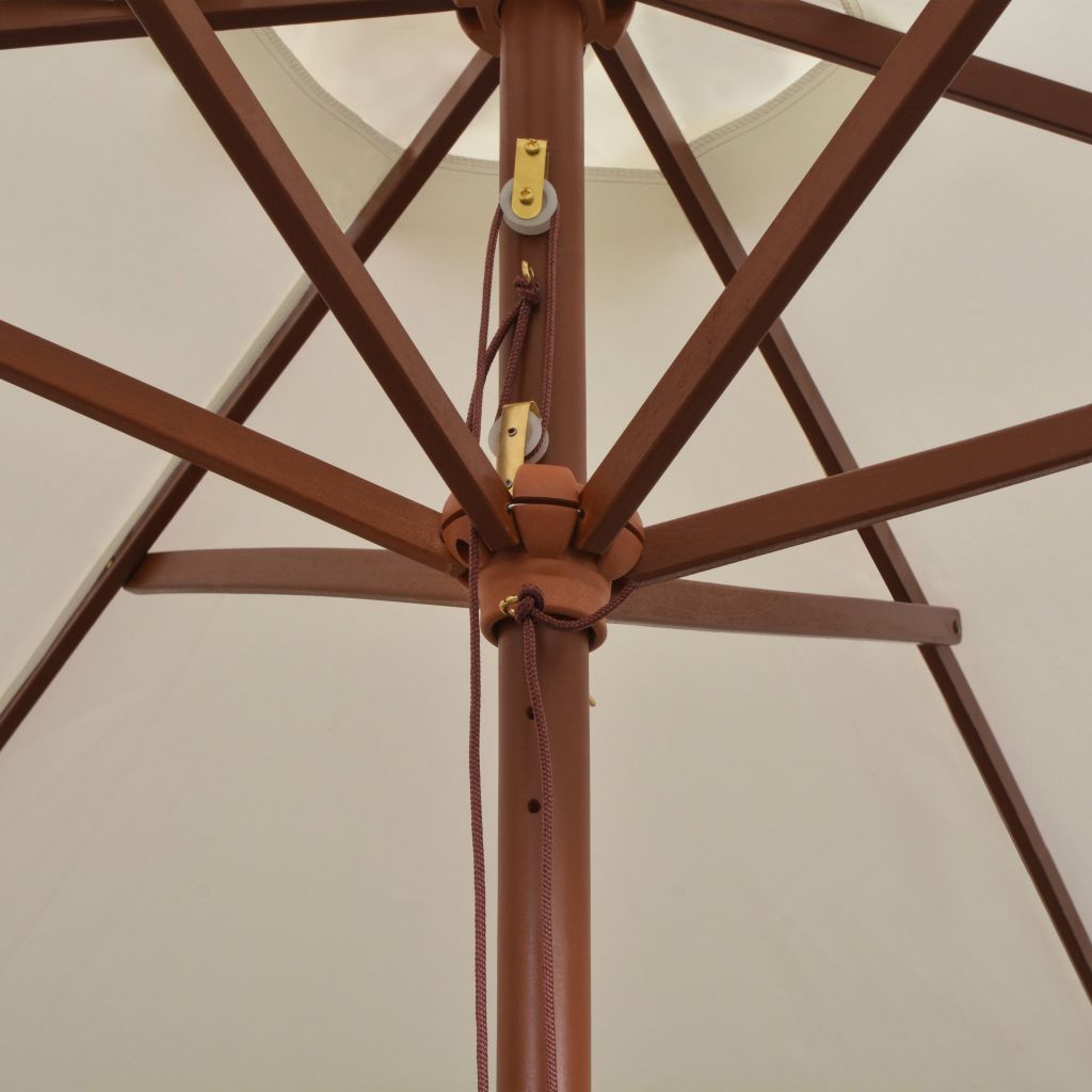 Sonnenschirm 270×270 cm Holzstange Cremeweiss