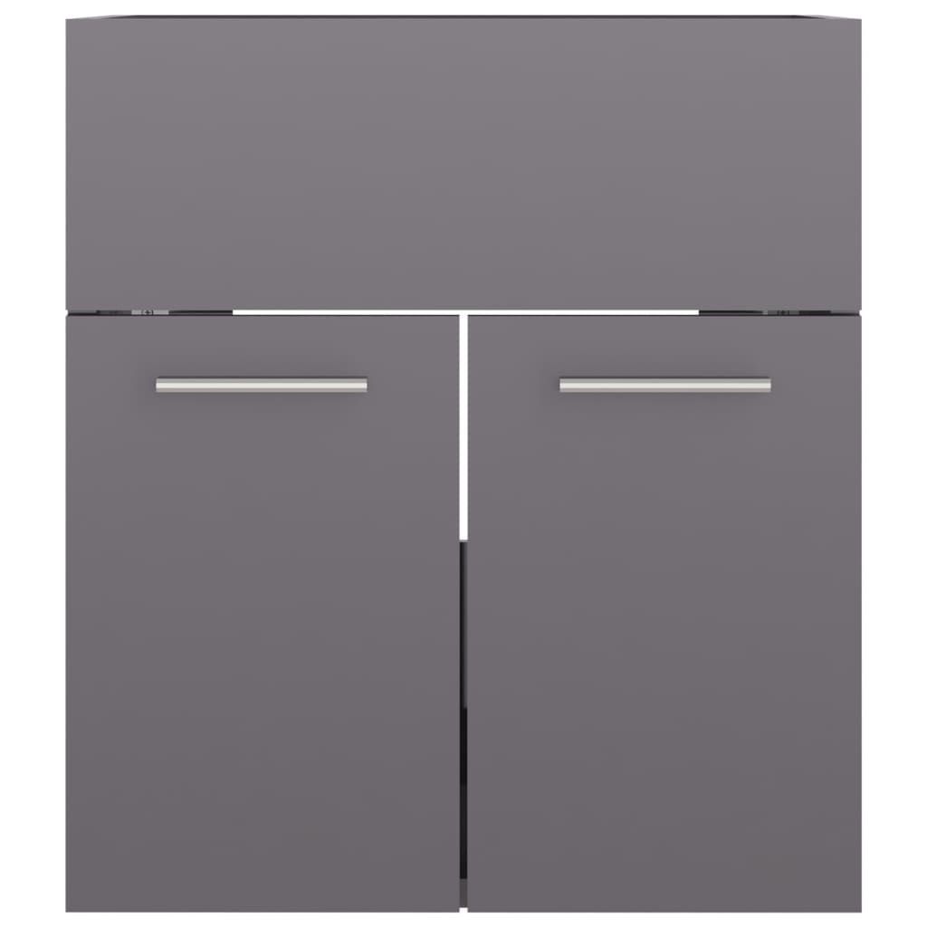 Sink Cabinet High Gloss Grey 41x38.5x46 cm Engineered Wood