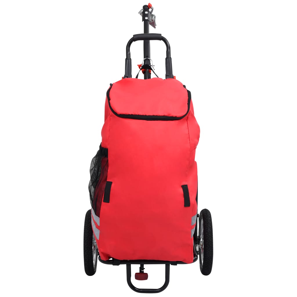 Cargo-Fahrradanhänger mit Einkaufstasche Klappbar Rot Schwarz