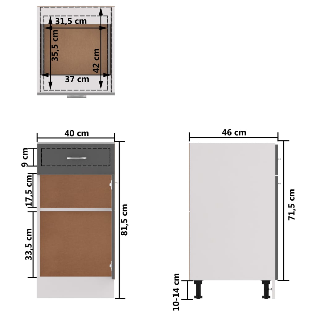 8-tlg. Küchenzeile Hochglanz-Grau Spanplatte