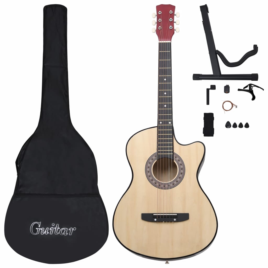12 Piece Western Acoustic Cutaway Guitar Set with 6 Strings 38