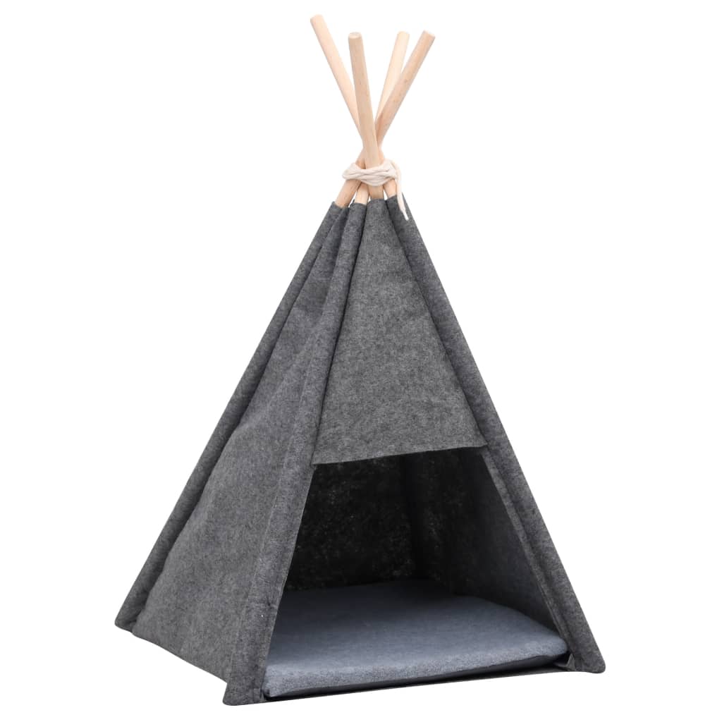 Katzen-Tipi-Zelt mit Tasche Filz Schwarz 40x40x70 cm   