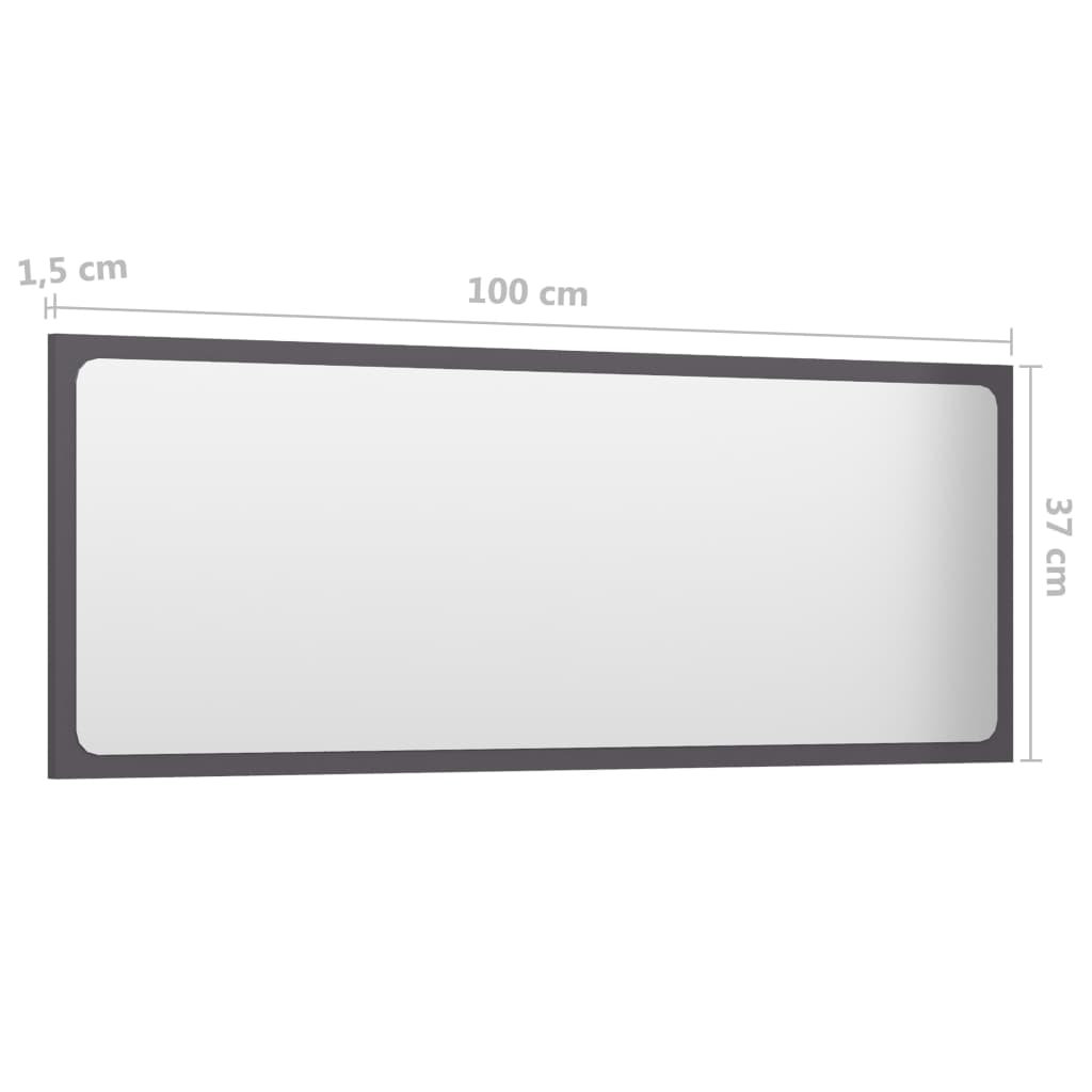 Badspiegel Hochglanz-Grau 100x1,5x37 cm Spanplatte