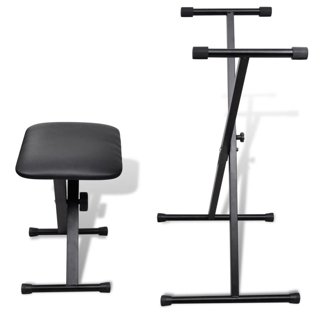 Adjustable Keyboard Stand and Stool Set