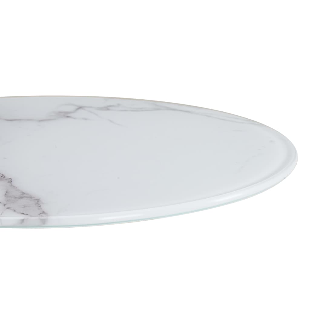 Dessus de table Blanc Ø40 cm Verre avec texture de marbre