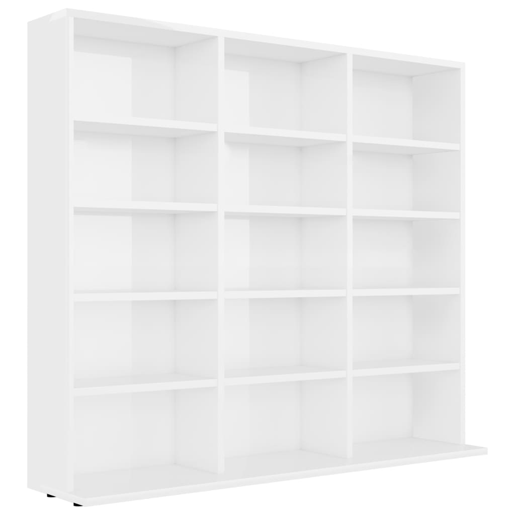 CD Cabinet High Gloss White 102x23x89.5 cm Engineered Wood