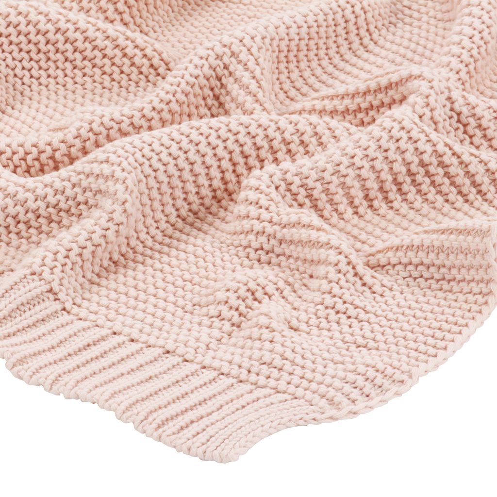 Knitted Throw Blanket Cotton 130x171 cm Pink