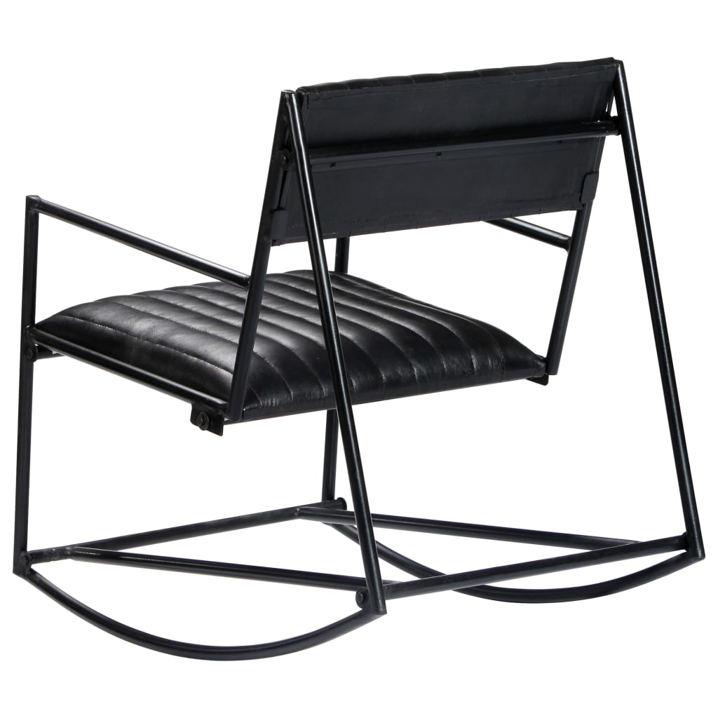 Rocking Chair Black Real Leather