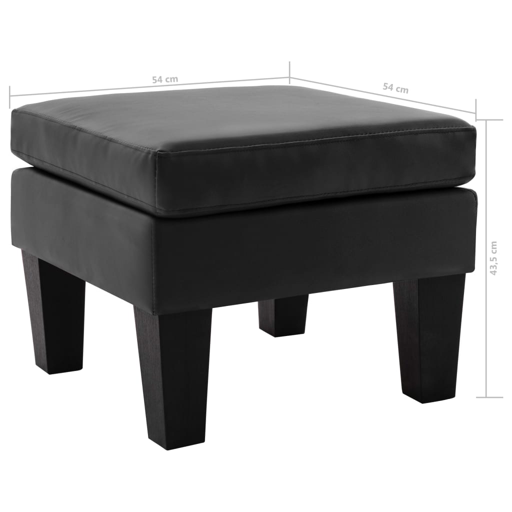 Footstool Black Faux Leather