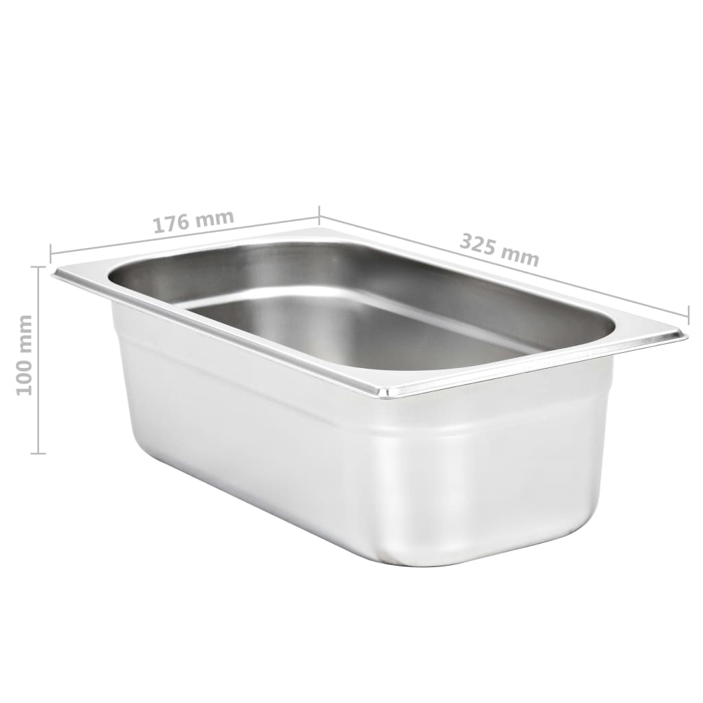 Gastronorm Containers 8 pcs GN 1/3 100 mm Stainless Steel