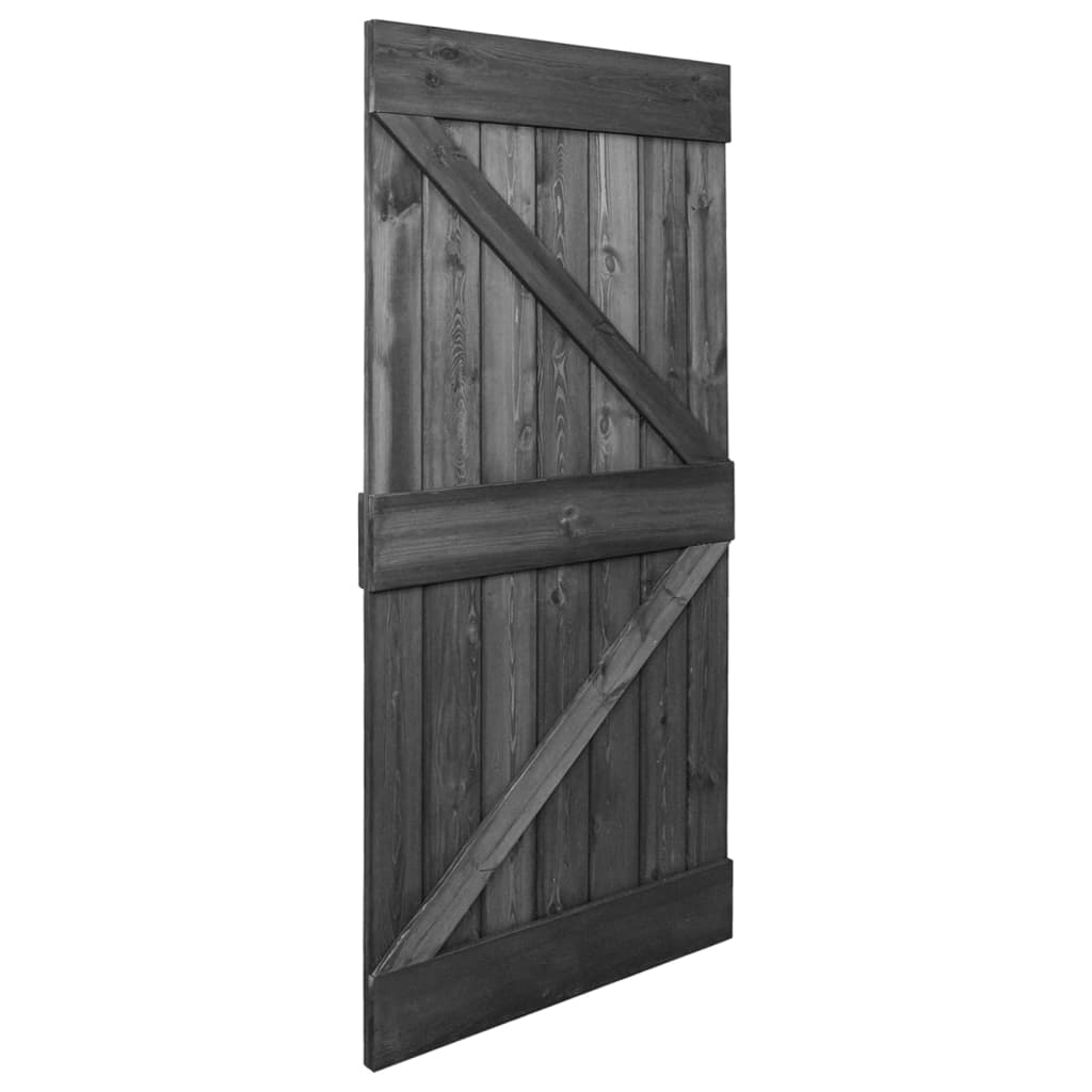 Door 90x210 cm Solid Pine Wood Black