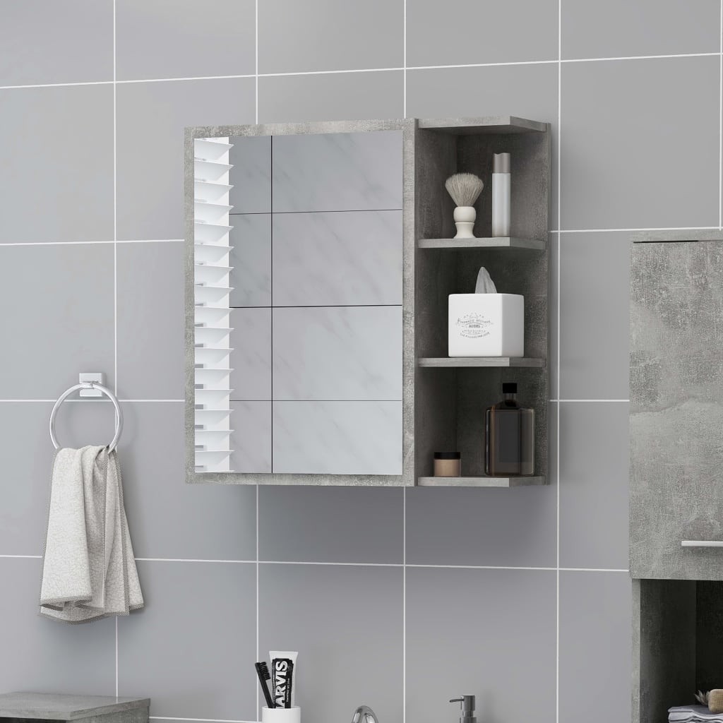 Bathroom Mirror Cabinet Concrete Grey 62.5x20.5x64 cm Chipboard