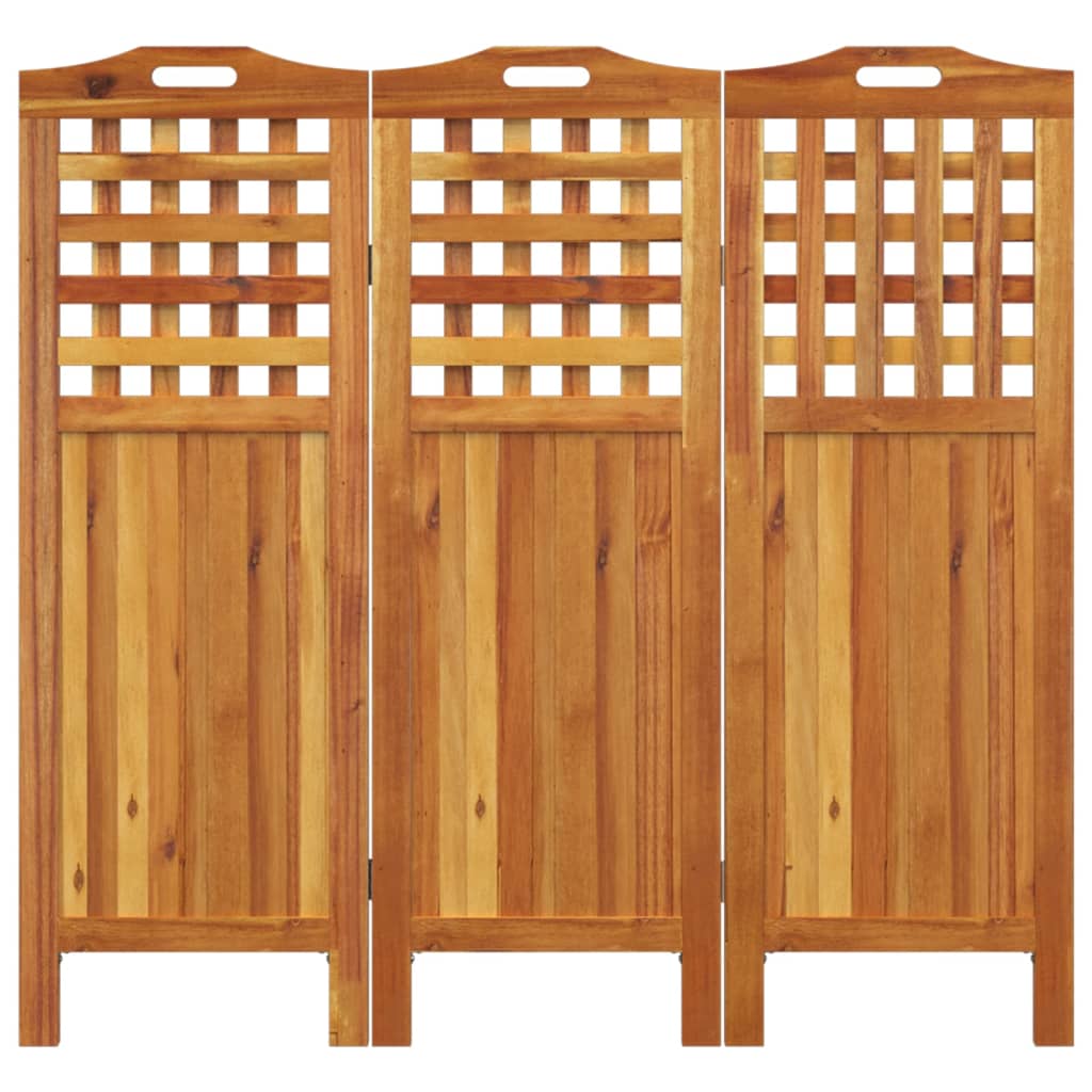 3-Panel Room Divider 121.5x2x115 cm Solid Wood Acacia
