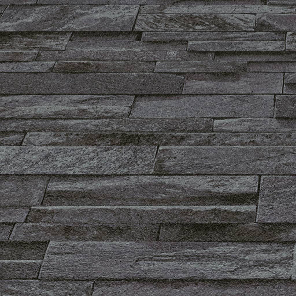 4 pcs Non-woven Wallpaper Rolls Black 0.53x10 m Brick